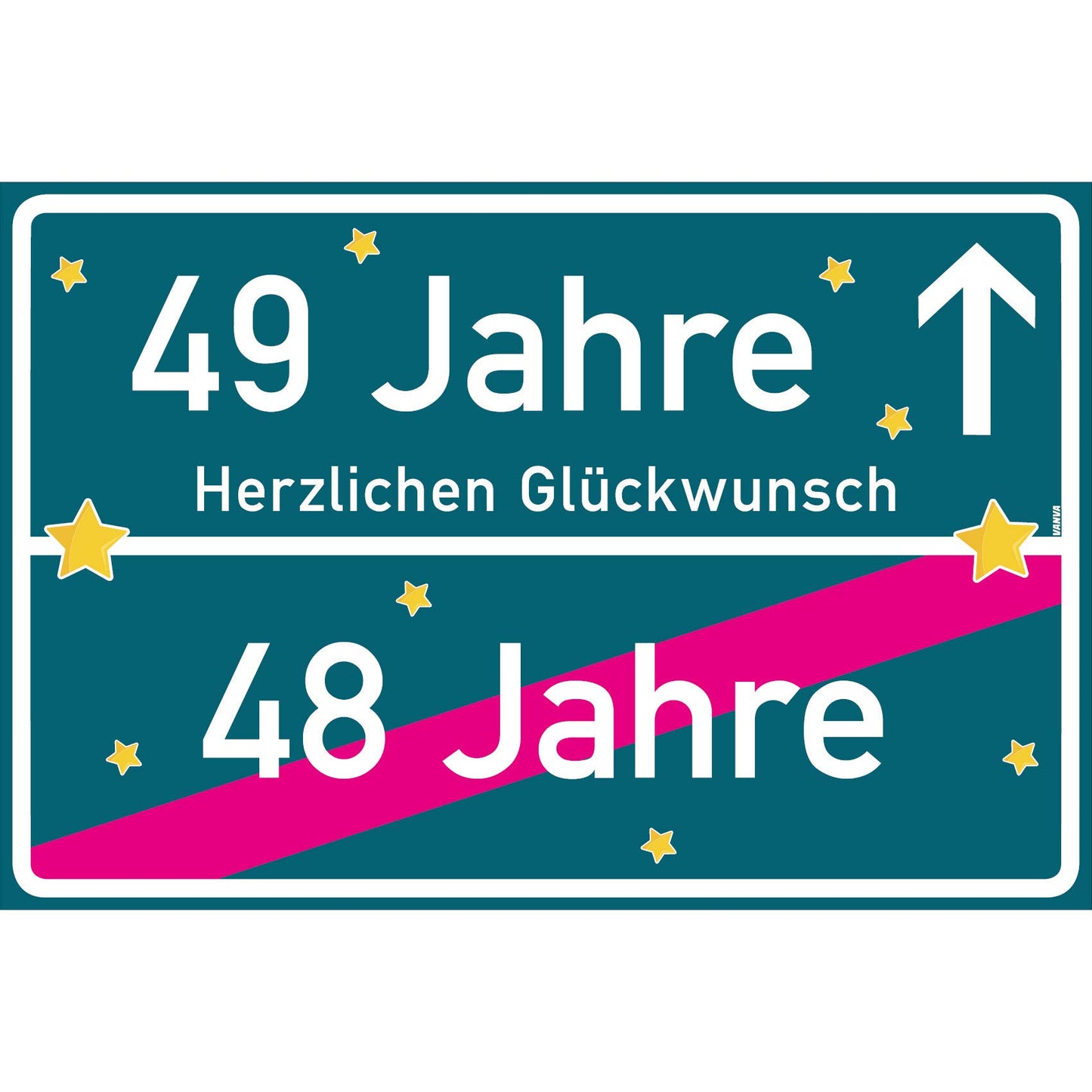 49 Jahre Party Deko Schild 30 x 20 cm - 49. Geburtstag Jubiläum Ortsschild Mehrfarbig
