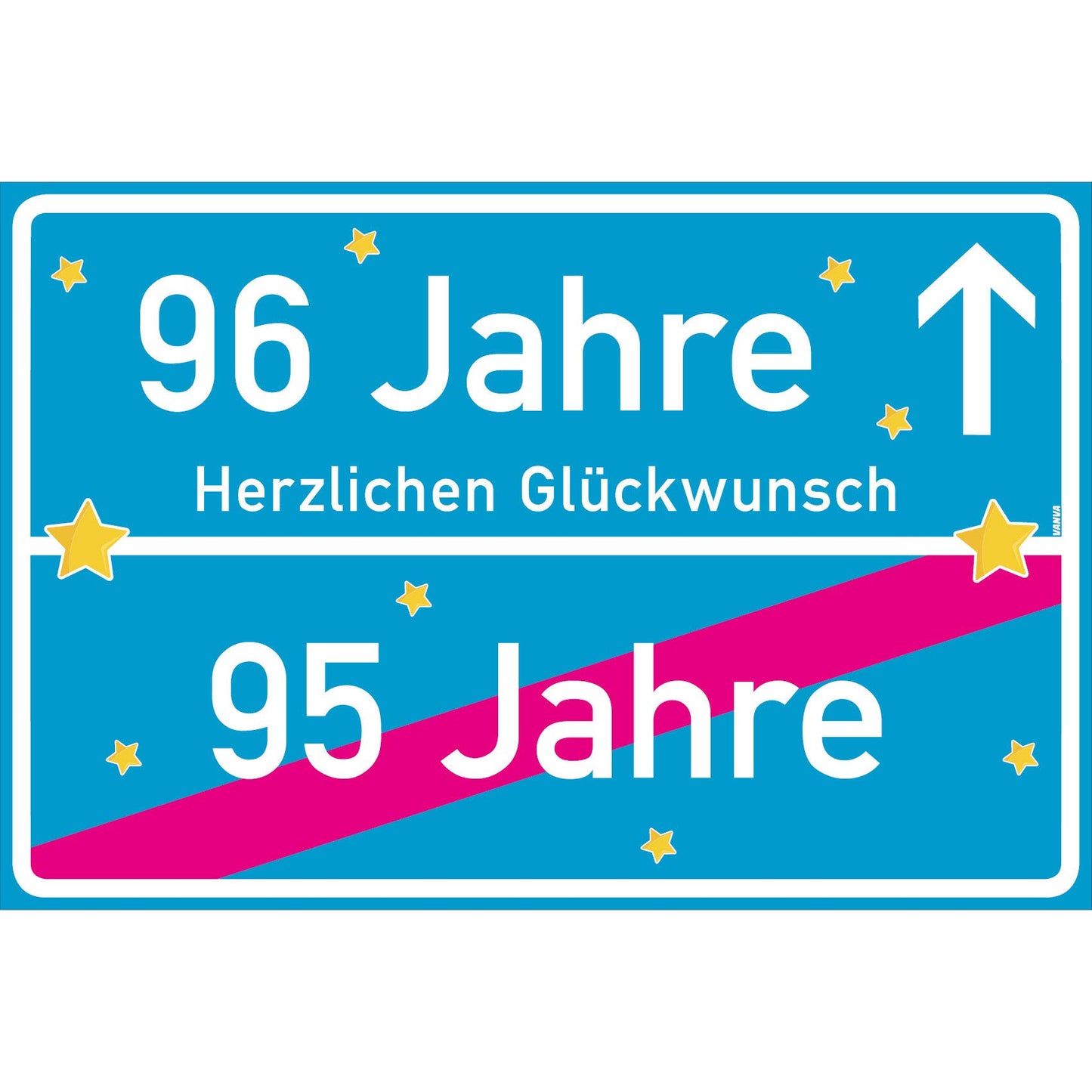 96 Jahre Party Deko Schild 30 x 20 cm - 96. Geburtstag Jubiläum Ortsschild Türkis