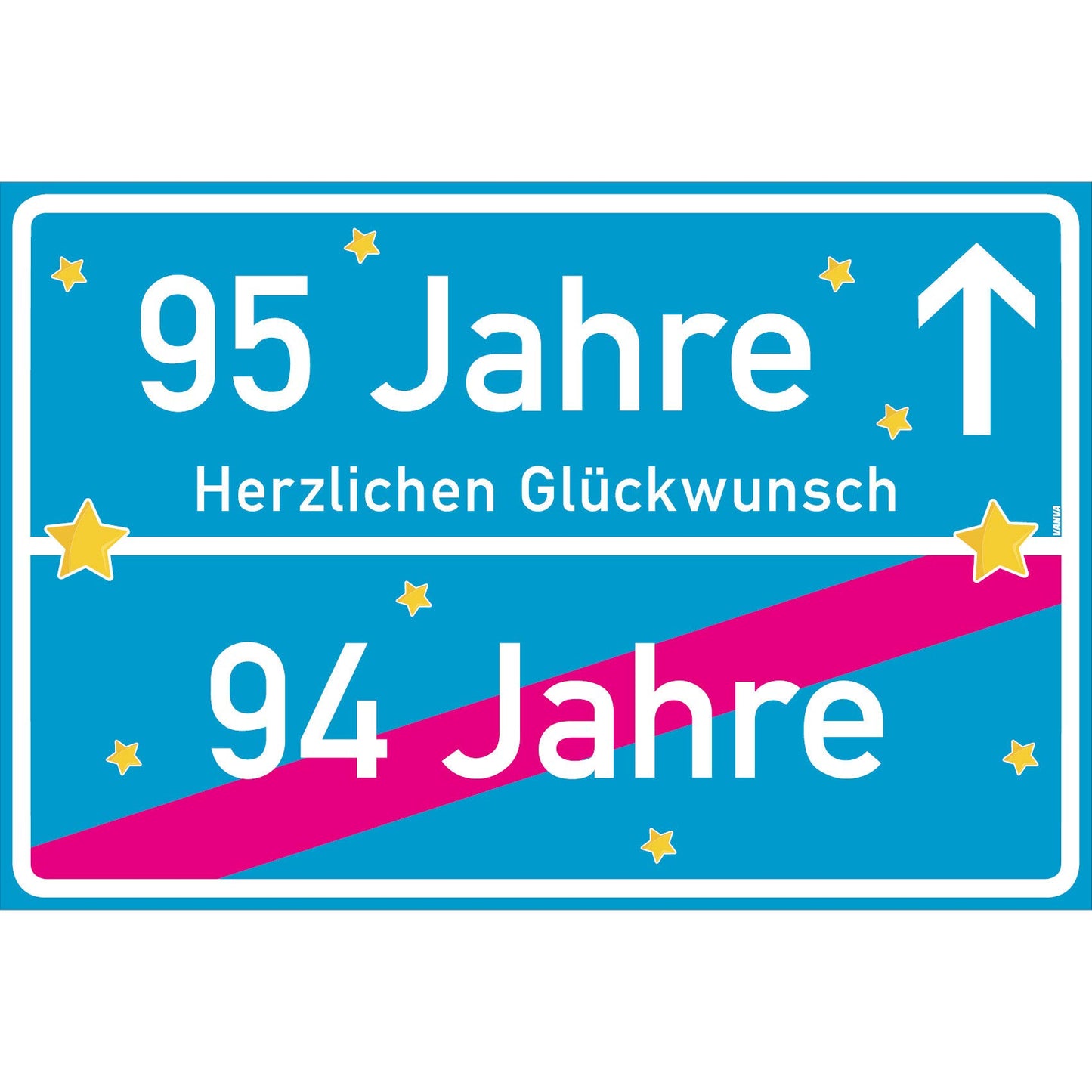 95 Jahre Party Deko Schild 30 x 20 cm - 95. Geburtstag Jubiläum Ortsschild Türkis