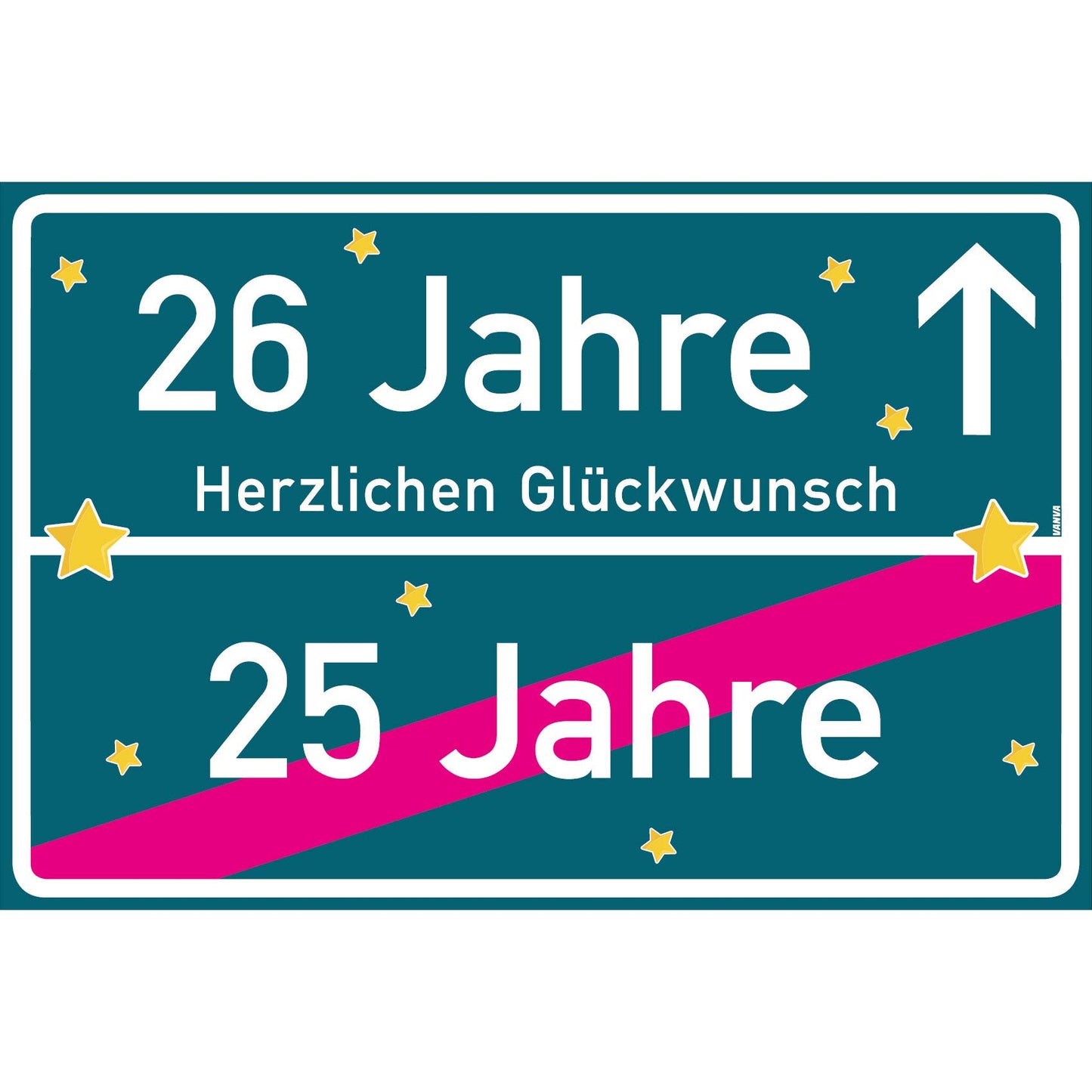26 Jahre Party Deko Schild 30 x 20 cm - 26. Geburtstag Jubiläum Ortsschild Mehrfarbig