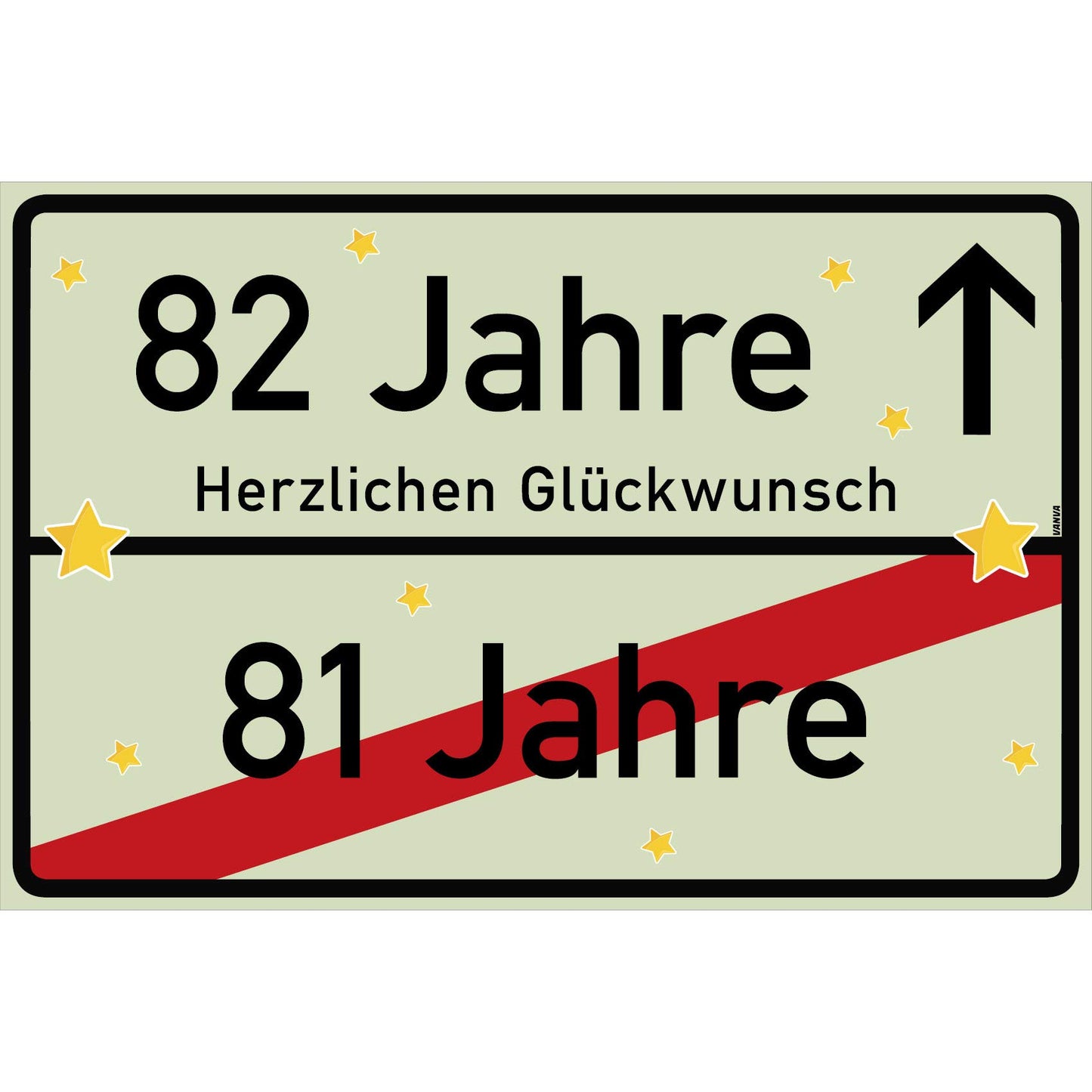 82 Jahre Party Deko Schild 30 x 20 cm - 82. Geburtstag Jubiläum Ortsschild Hellgrün