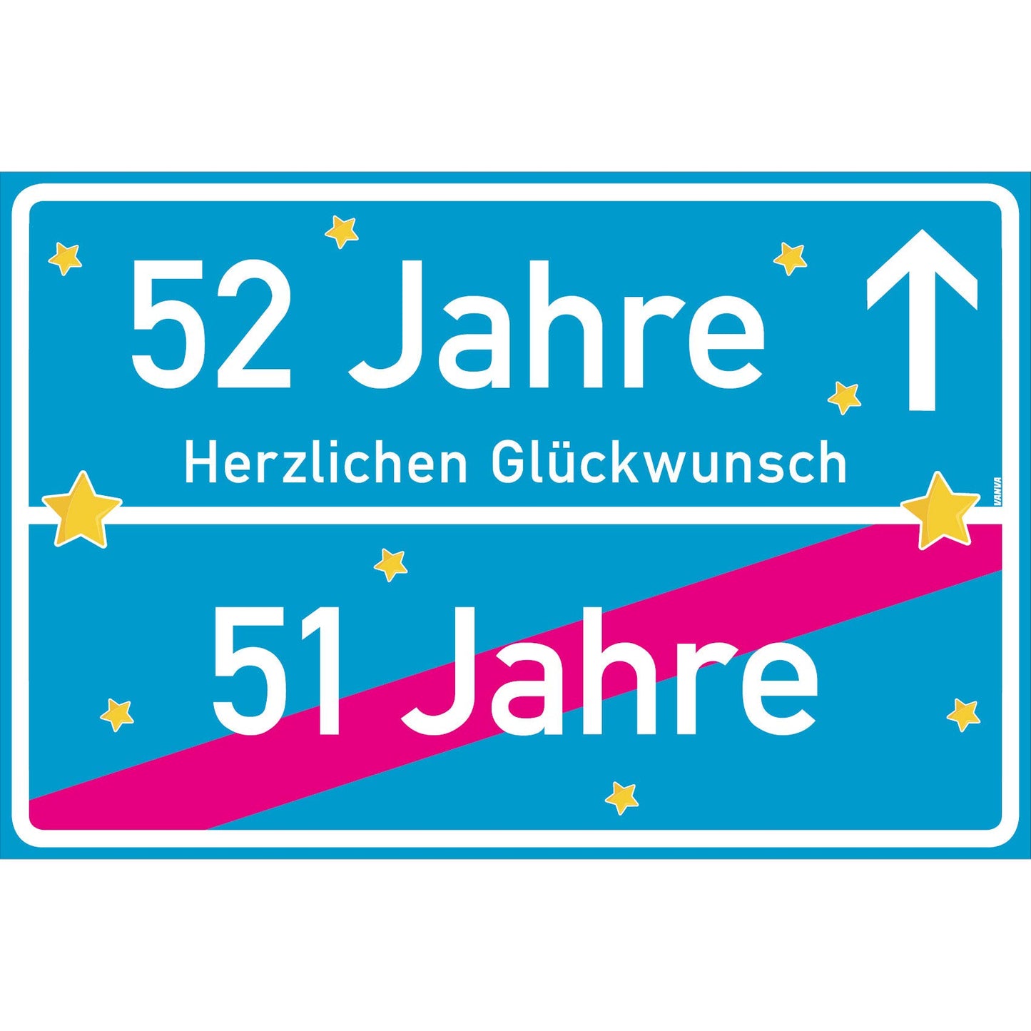 52 Jahre Party Deko Schild 30 x 20 cm - 52. Geburtstag Jubiläum Ortsschild Türkis