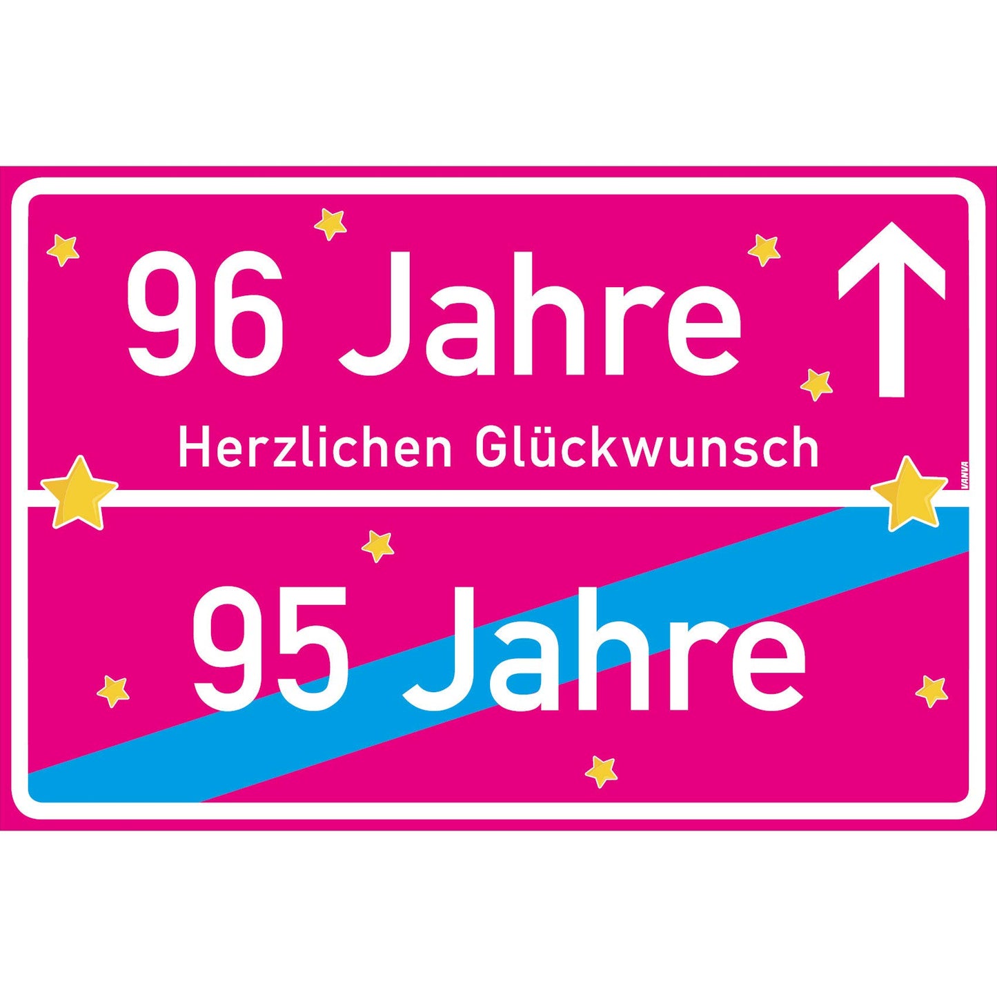 96 Jahre Party Deko Schild 30 x 20 cm - 96. Geburtstag Jubiläum Ortsschild Pink