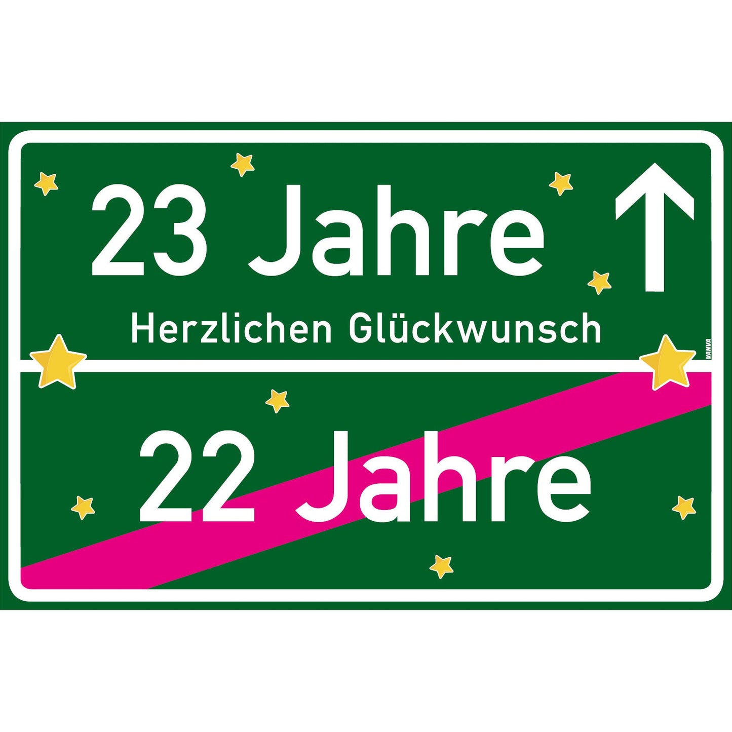 23 Jahre Party Deko Schild 30 x 20 cm - 23. Geburtstag Jubiläum Ortsschild Dunkelgrün