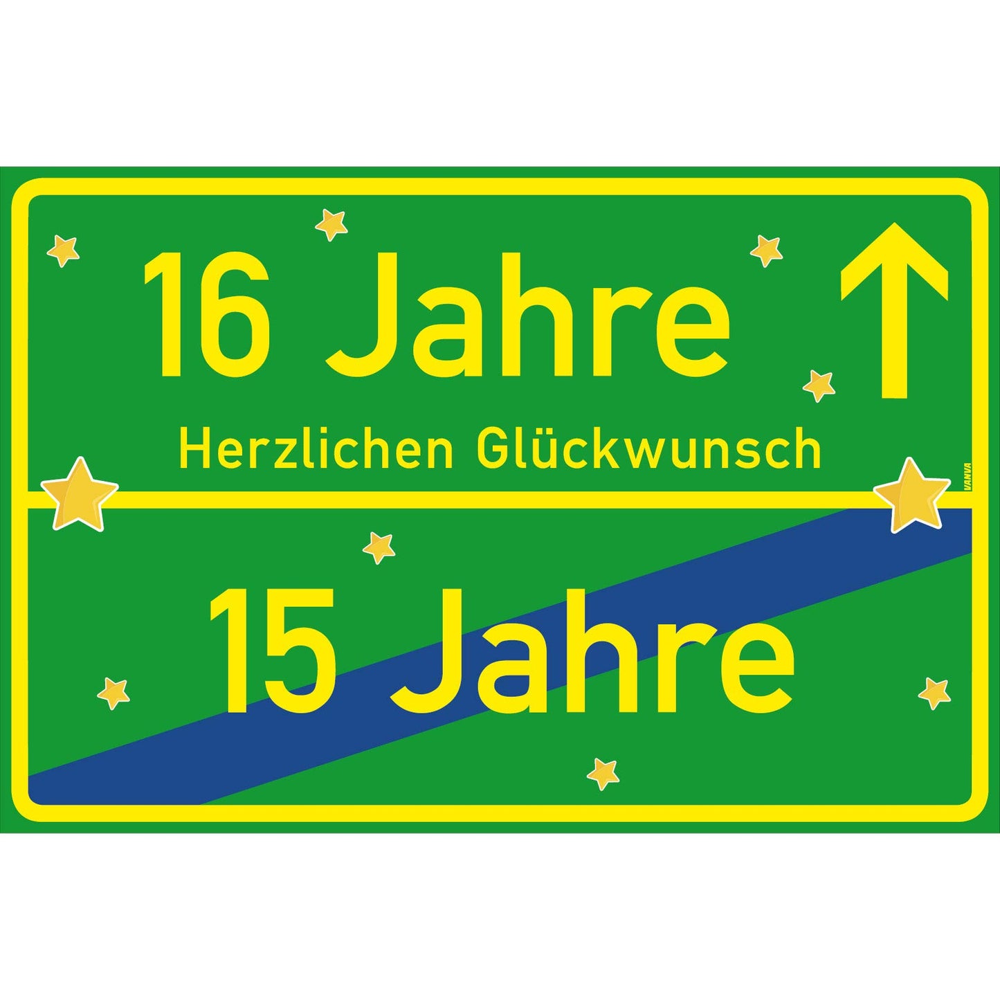 16 Jahre Party Deko Schild 30 x 20 cm - 16. Geburtstag Jubiläum Ortsschild Grün