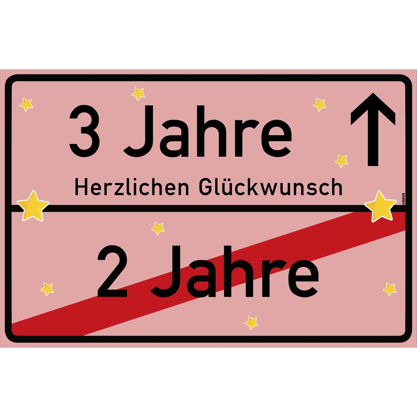 3 Jahre Party Deko Schild 30 x 20 cm - 3. Geburtstag Jubiläum Ortsschild Rosa