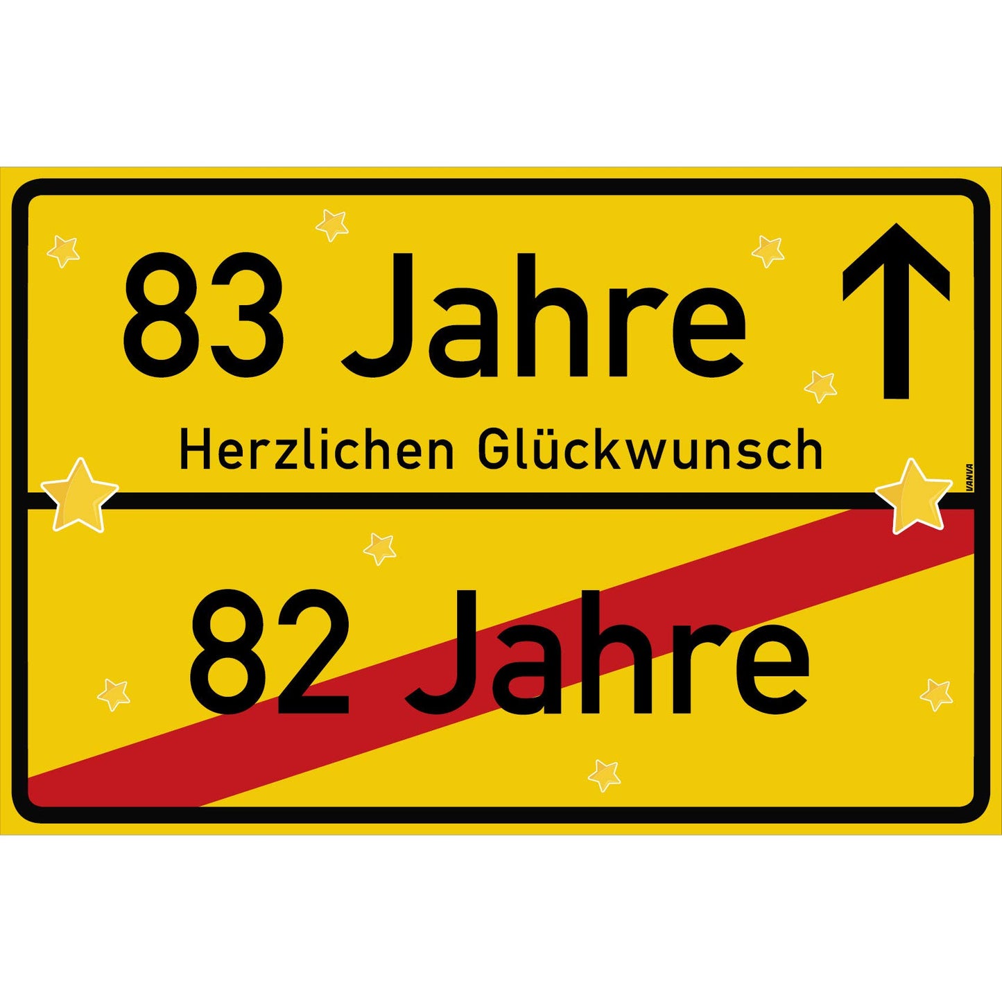 83 Jahre Party Deko Schild 30 x 20 cm - 83. Geburtstag Jubiläum Ortsschild Gelb