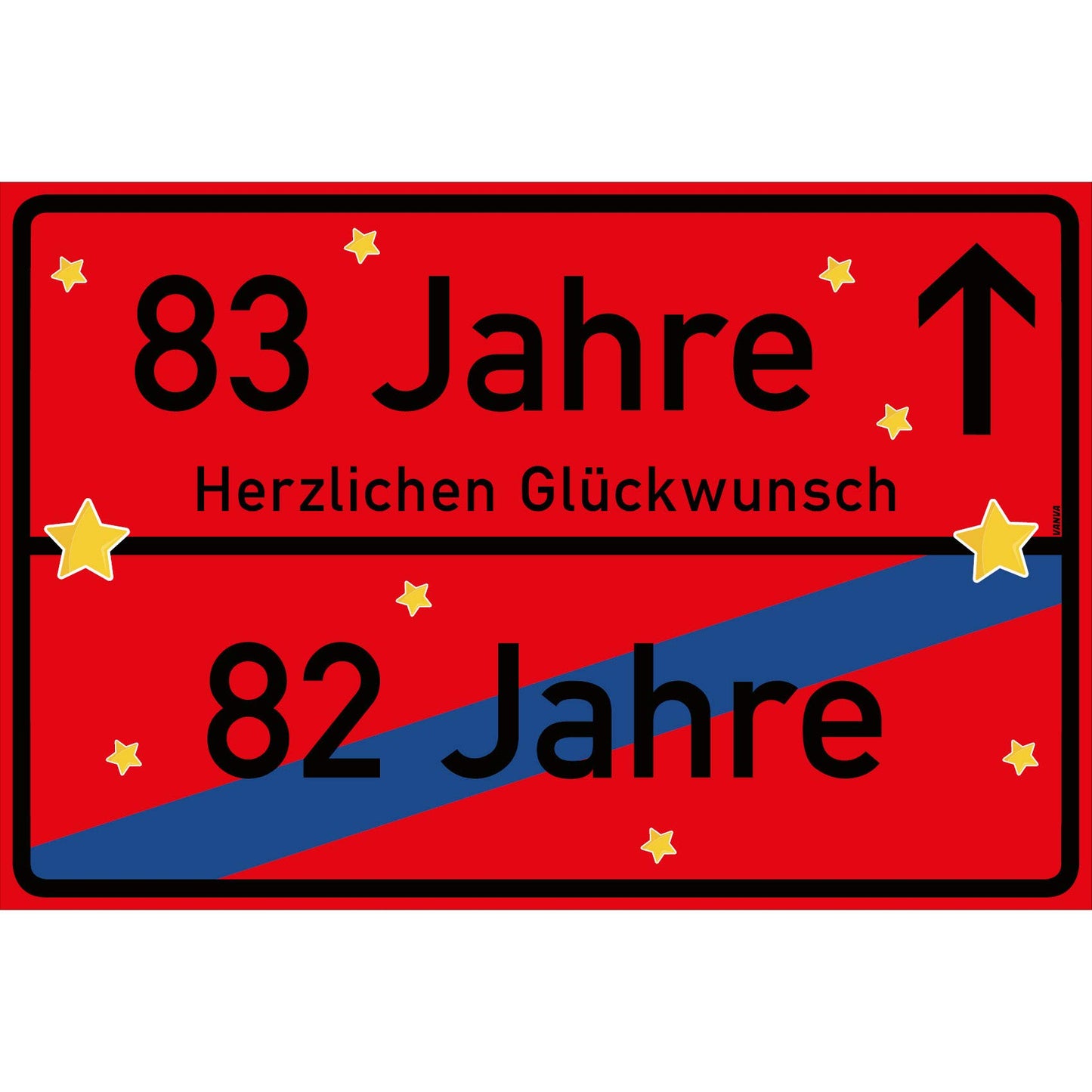 83 Jahre Party Deko Schild 30 x 20 cm - 83. Geburtstag Jubiläum Ortsschild Rot