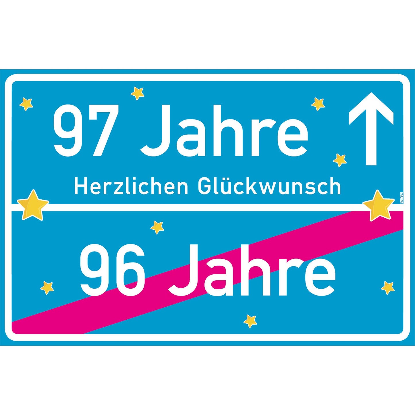 97 Jahre Party Deko Schild 30 x 20 cm - 97. Geburtstag Jubiläum Ortsschild Türkis