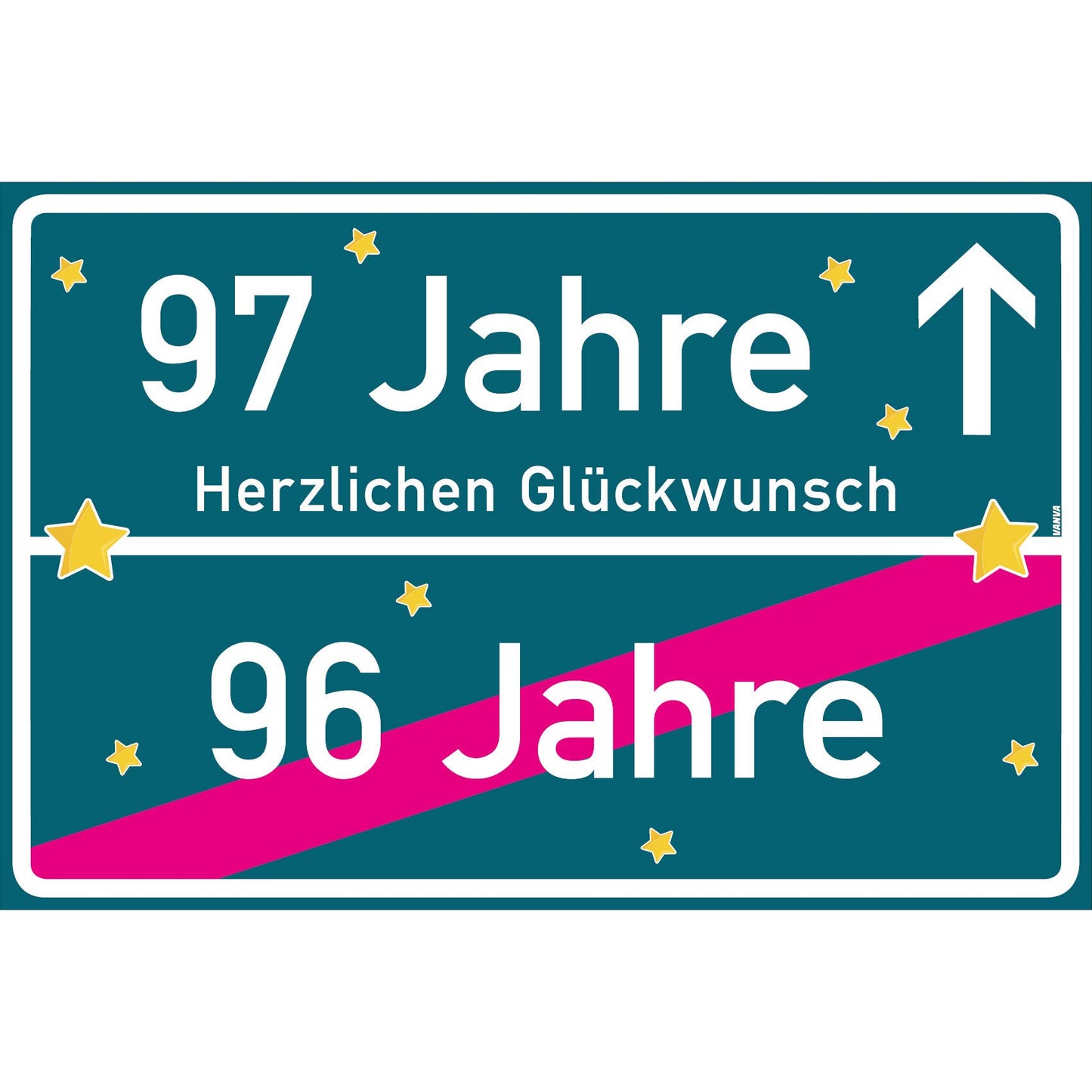 97 Jahre Party Deko Schild 30 x 20 cm - 97. Geburtstag Jubiläum Ortsschild Mehrfarbig