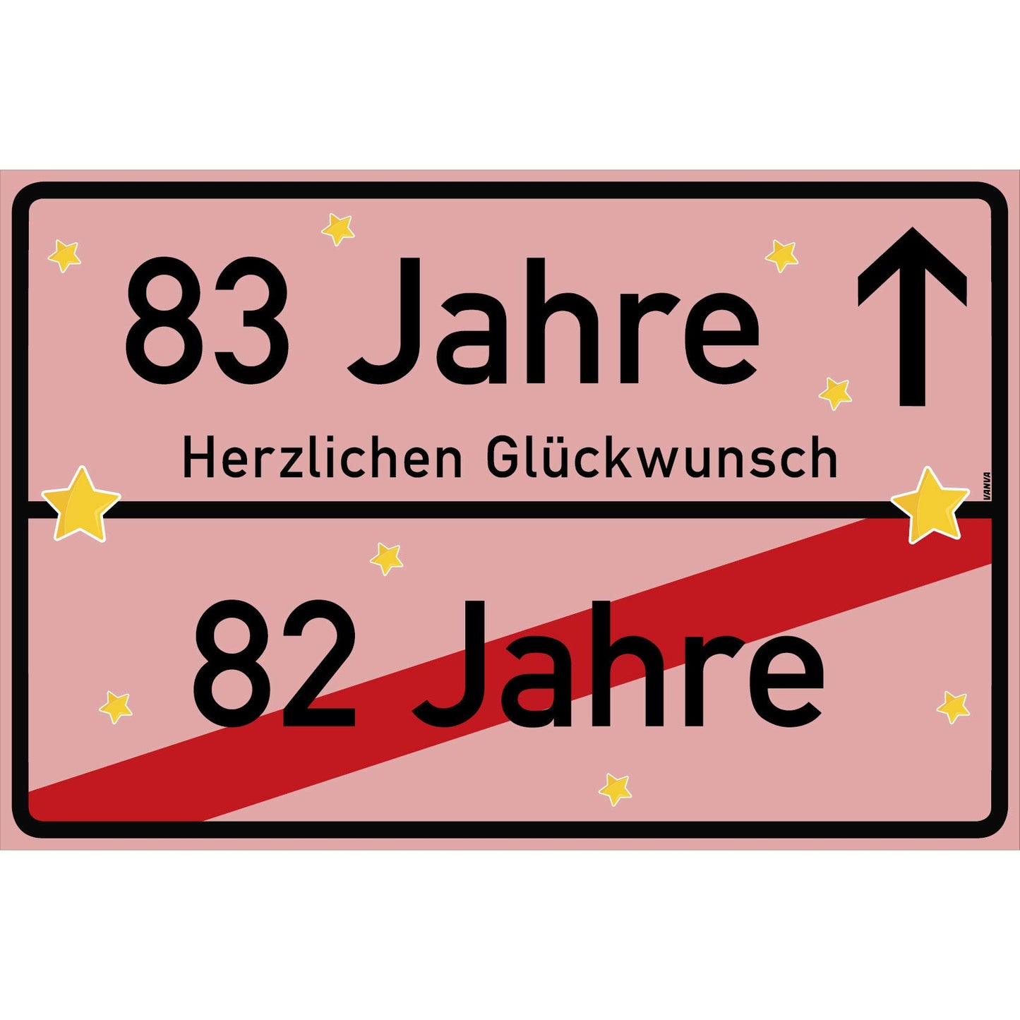 83 Jahre Party Deko Schild 30 x 20 cm - 83. Geburtstag Jubiläum Ortsschild Rosa