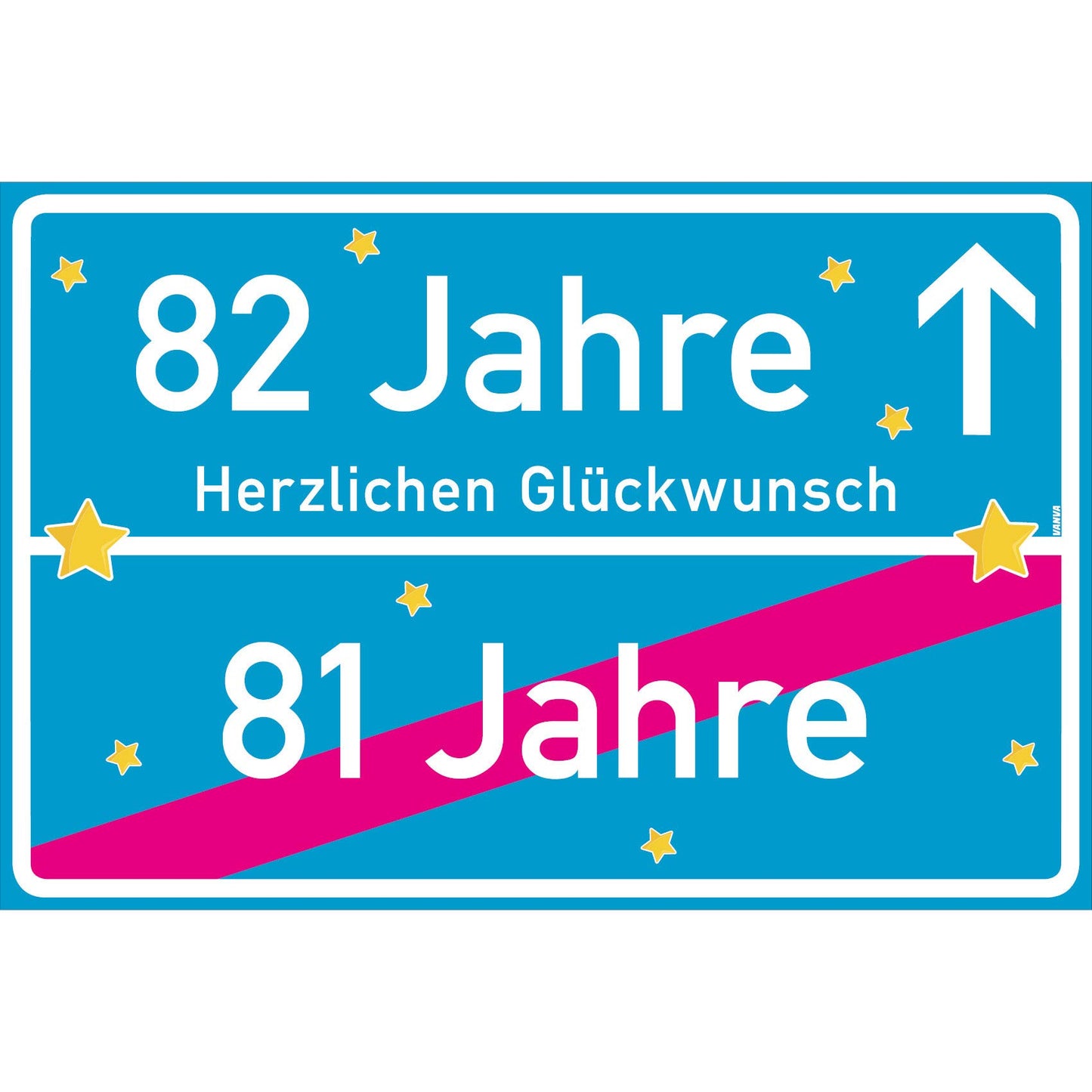 82 Jahre Party Deko Schild 30 x 20 cm - 82. Geburtstag Jubiläum Ortsschild Türkis