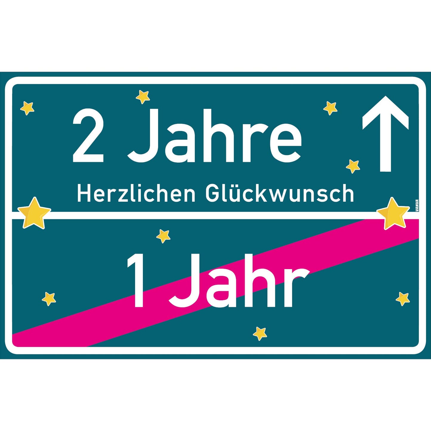 2 Jahre Party Deko Schild 30 x 20 cm - 2. Geburtstag Jubiläum Ortsschild Mehrfarbig