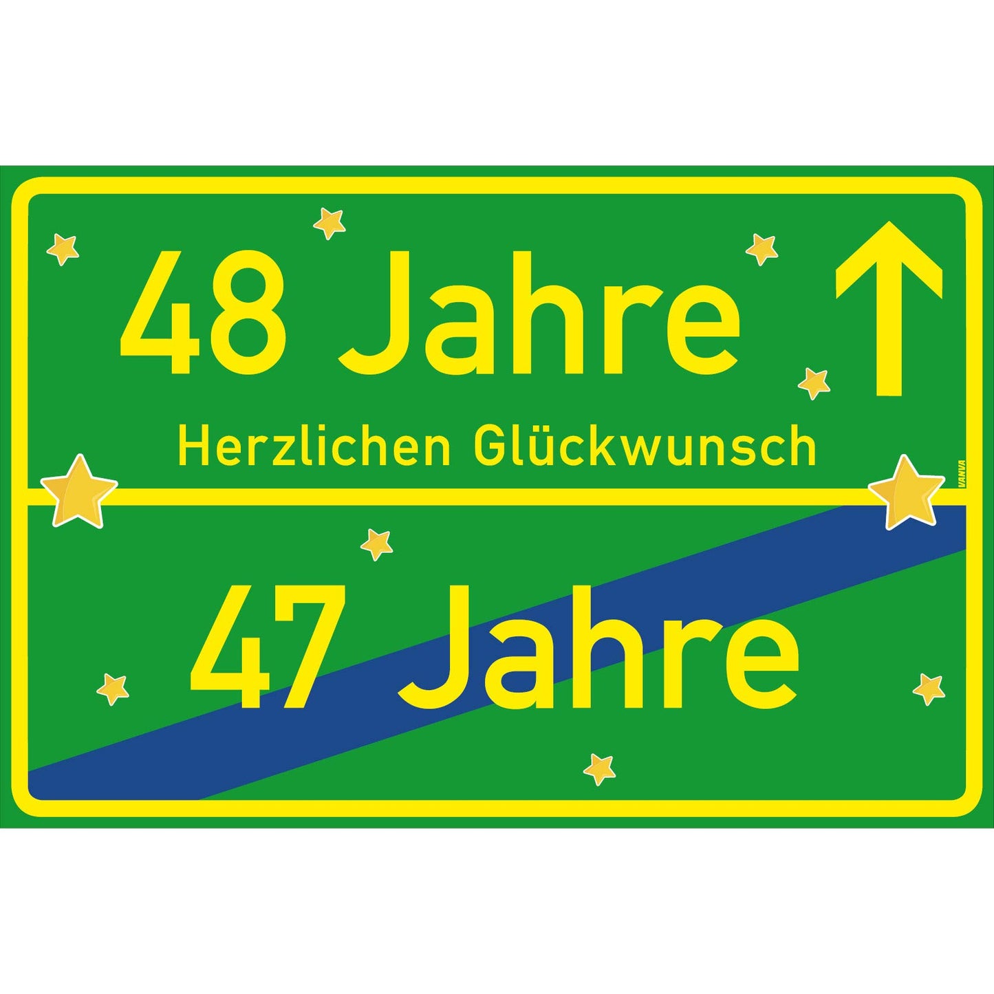 48 Jahre Party Deko Schild 30 x 20 cm - 48. Geburtstag Jubiläum Ortsschild Grün