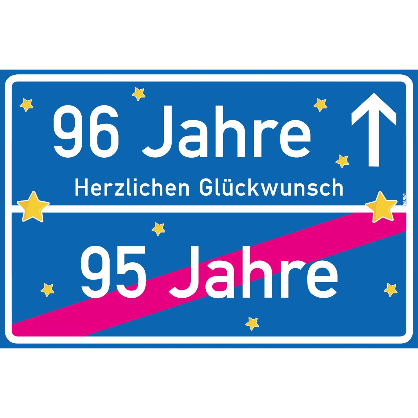96 Jahre Party Deko Schild 30 x 20 cm - 96. Geburtstag Jubiläum Ortsschild Dunkelblau