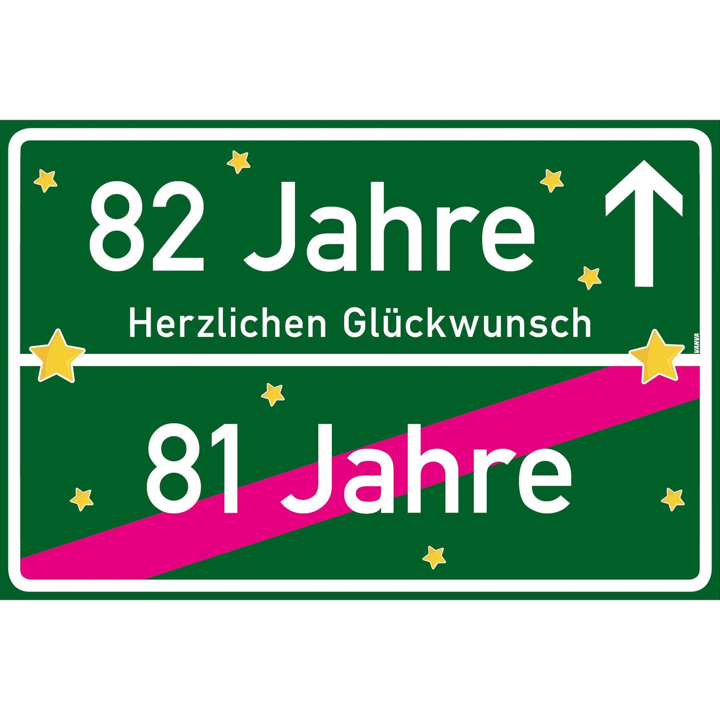 82 Jahre Party Deko Schild 30 x 20 cm - 82. Geburtstag Jubiläum Ortsschild Dunkelgrün