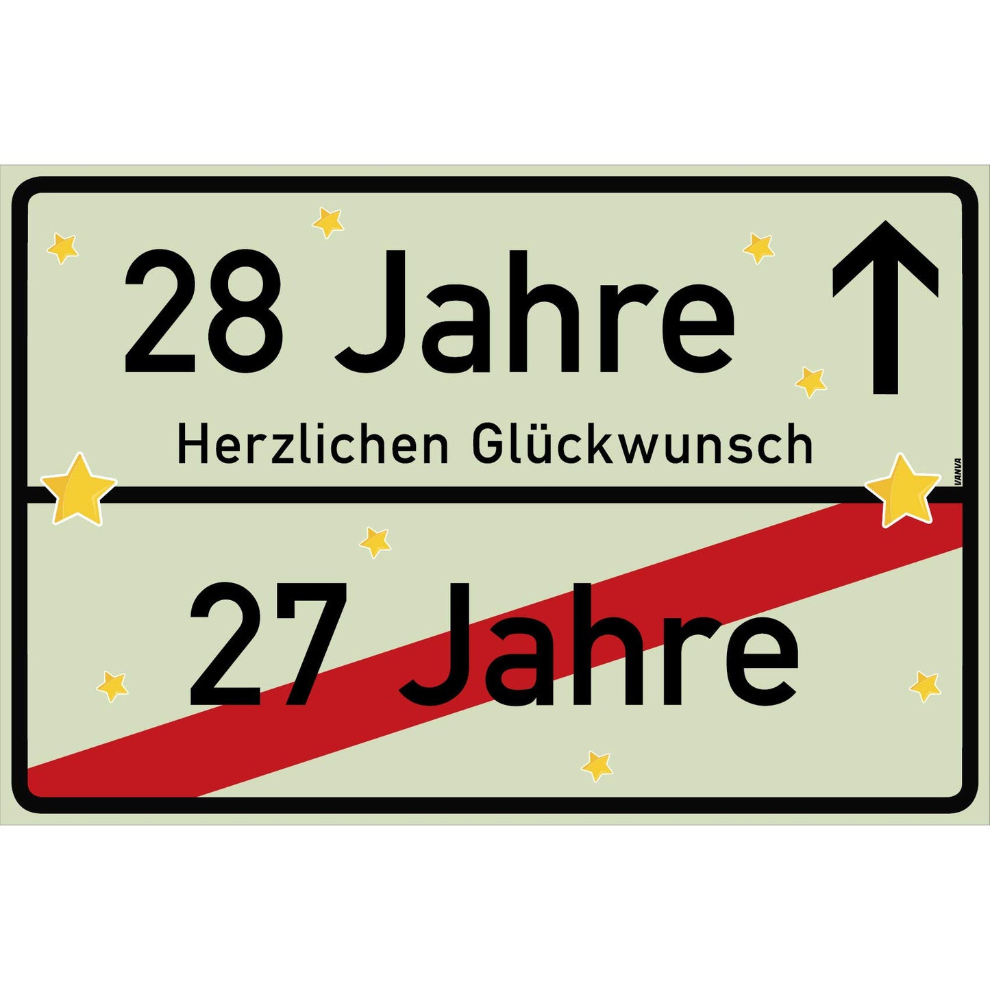 28 Jahre Party Deko Schild 30 x 20 cm - 28. Geburtstag Jubiläum Ortsschild Hellgrün