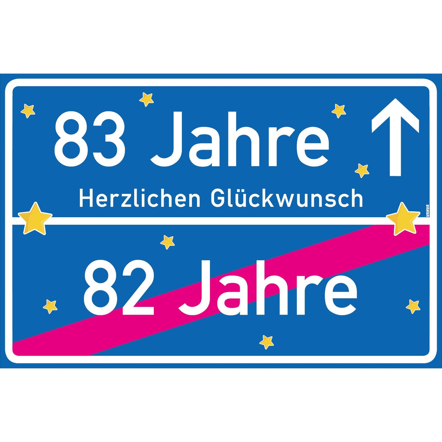 83 Jahre Party Deko Schild 30 x 20 cm - 83. Geburtstag Jubiläum Ortsschild Dunkelblau