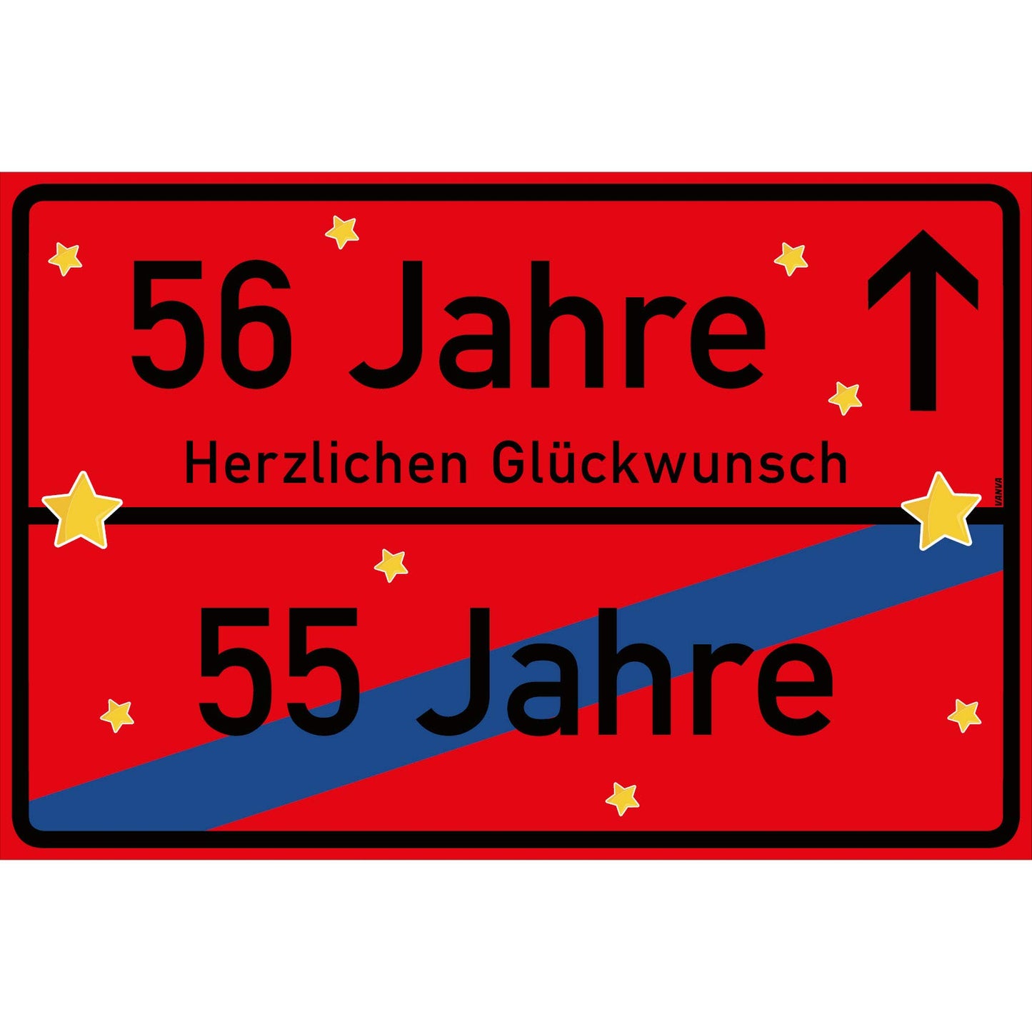 56 Jahre Party Deko Schild 30 x 20 cm - 56. Geburtstag Jubiläum Ortsschild Rot