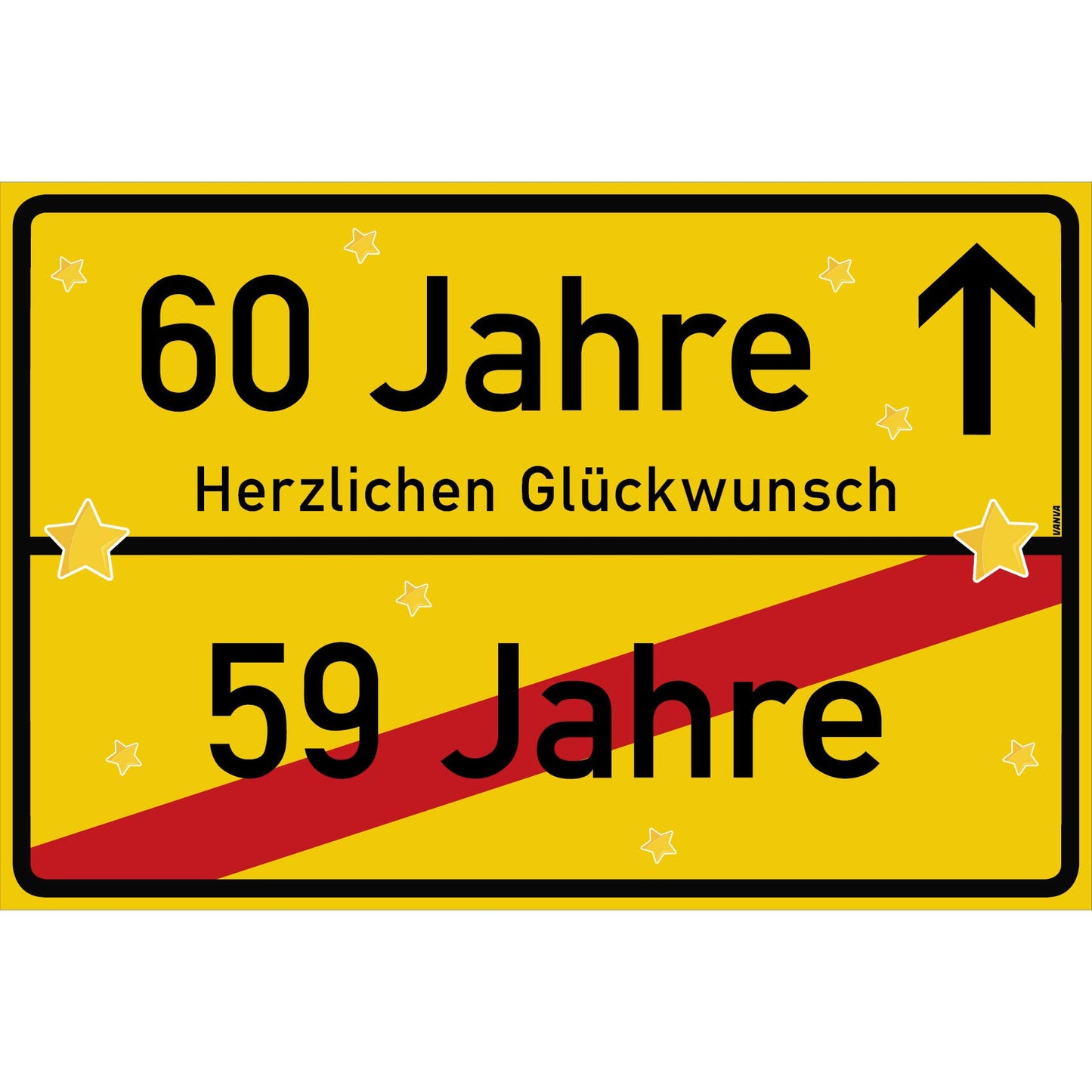 60 Jahre Party Deko Schild 30 x 20 cm - 60. Geburtstag Jubiläum Ortsschild Gelb