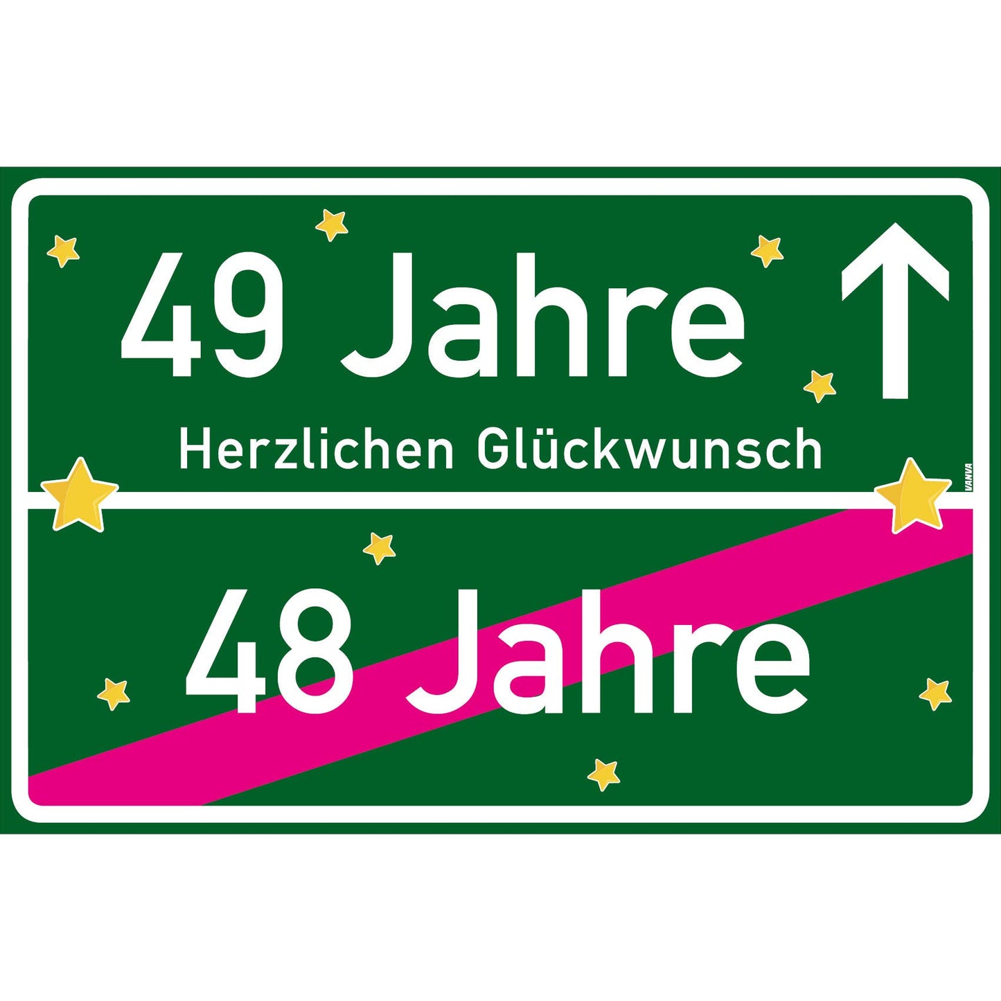 49 Jahre Party Deko Schild 30 x 20 cm - 49. Geburtstag Jubiläum Ortsschild Dunkelgrün
