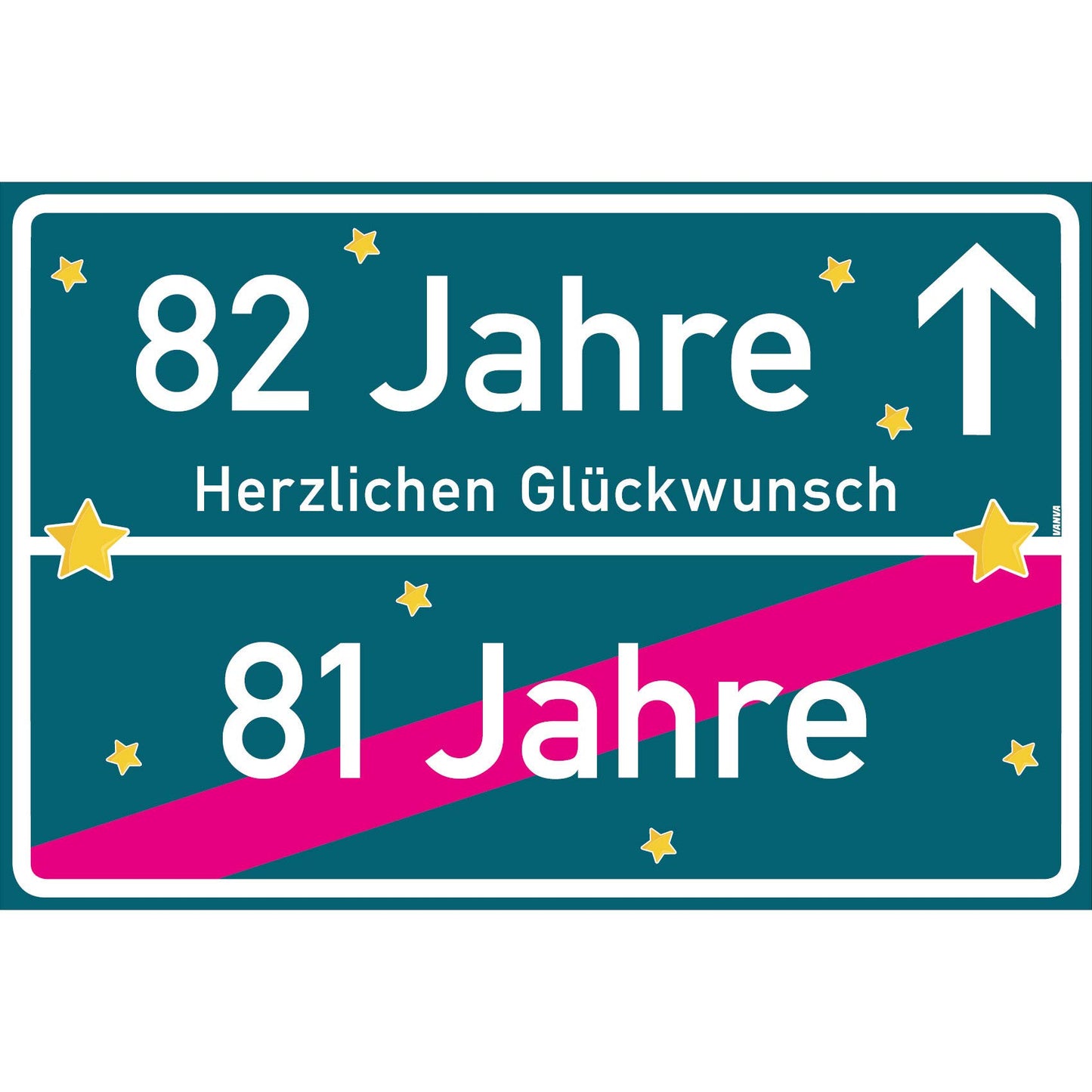 82 Jahre Party Deko Schild 30 x 20 cm - 82. Geburtstag Jubiläum Ortsschild Mehrfarbig