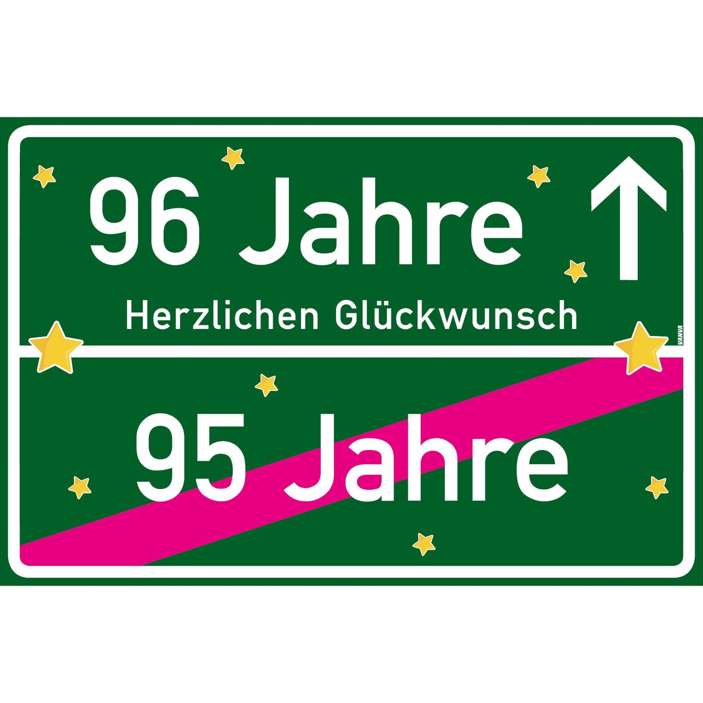 96 Jahre Party Deko Schild 30 x 20 cm - 96. Geburtstag Jubiläum Ortsschild Dunkelgrün