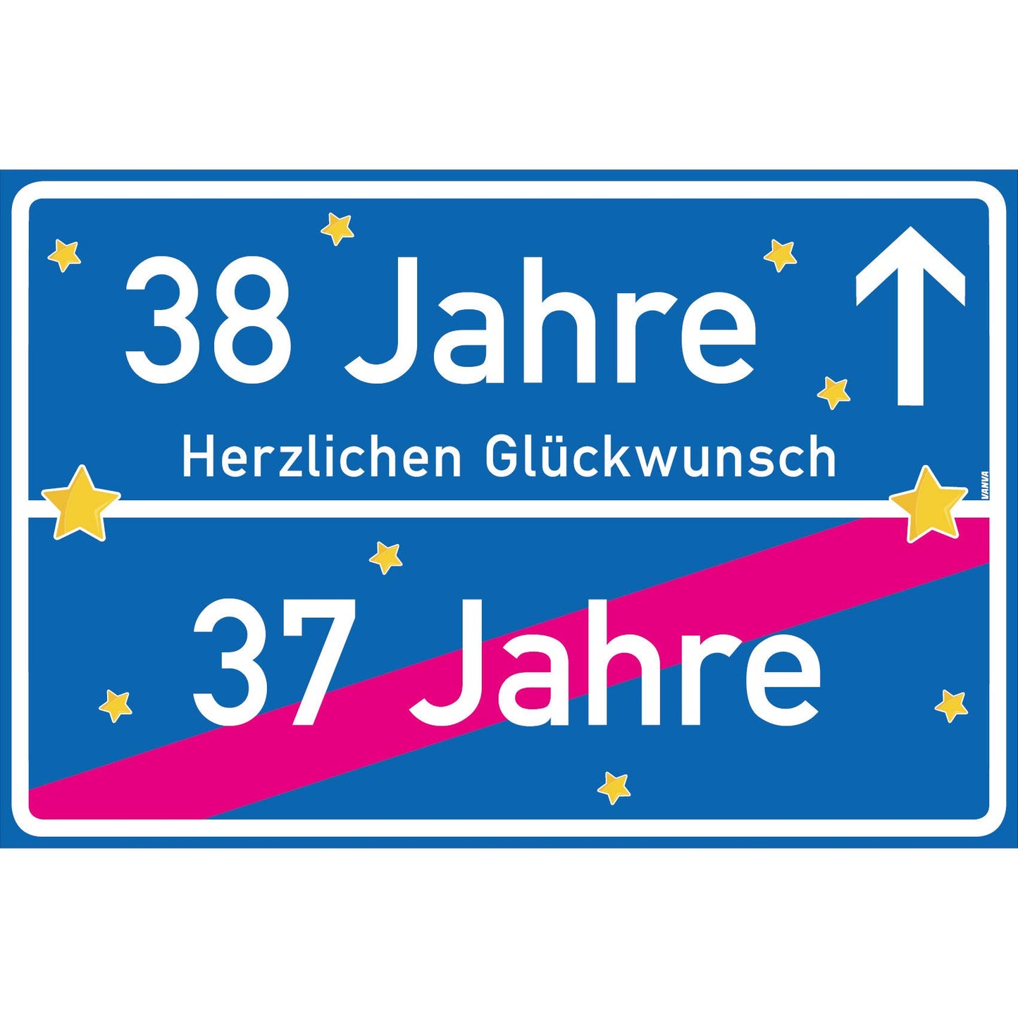 38 Jahre Party Deko Schild 30 x 20 cm - 38. Geburtstag Jubiläum Ortsschild Dunkelblau