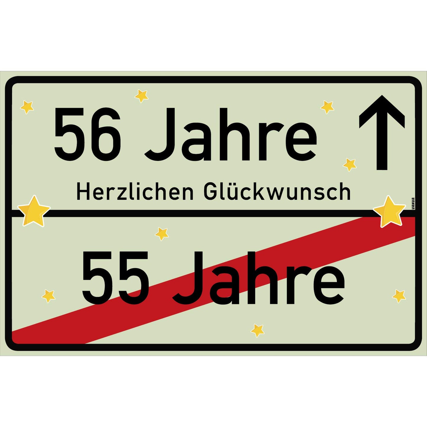 56 Jahre Party Deko Schild 30 x 20 cm - 56. Geburtstag Jubiläum Ortsschild Hellgrün