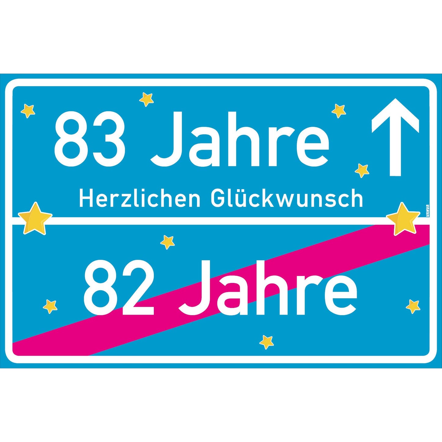 83 Jahre Party Deko Schild 30 x 20 cm - 83. Geburtstag Jubiläum Ortsschild Türkis