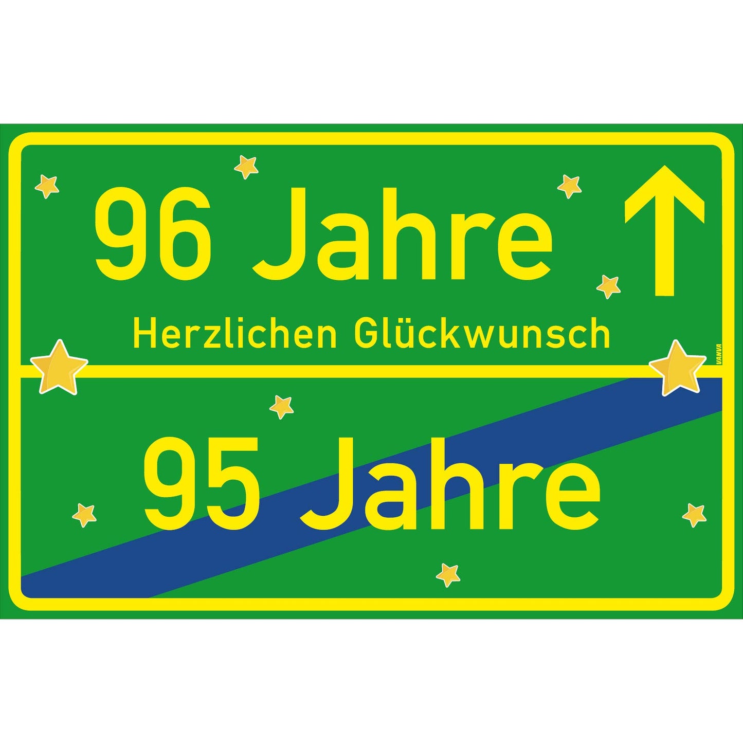 96 Jahre Party Deko Schild 30 x 20 cm - 96. Geburtstag Jubiläum Ortsschild Grün