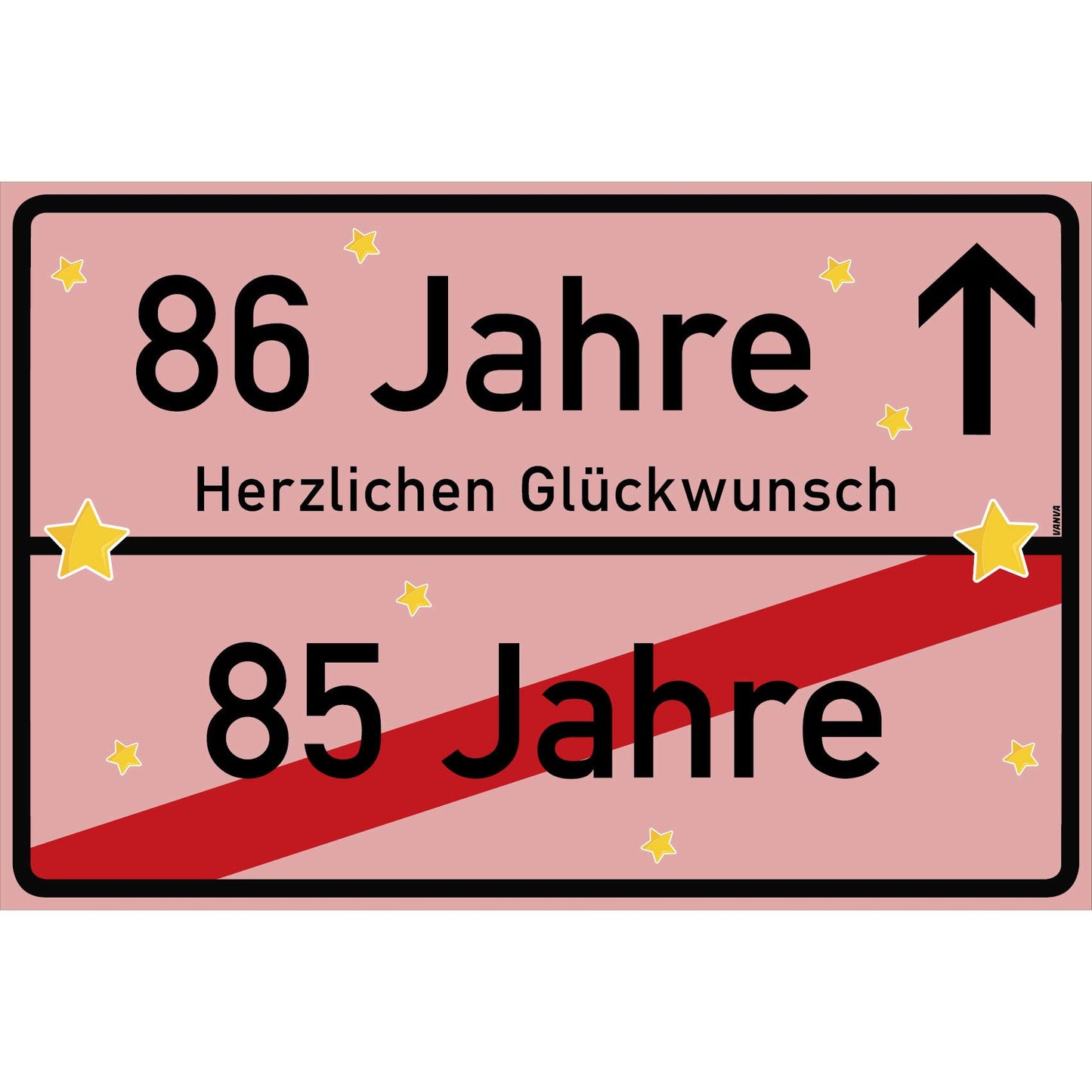 86 Jahre Party Deko Schild 30 x 20 cm - 86. Geburtstag Jubiläum Ortsschild Rosa