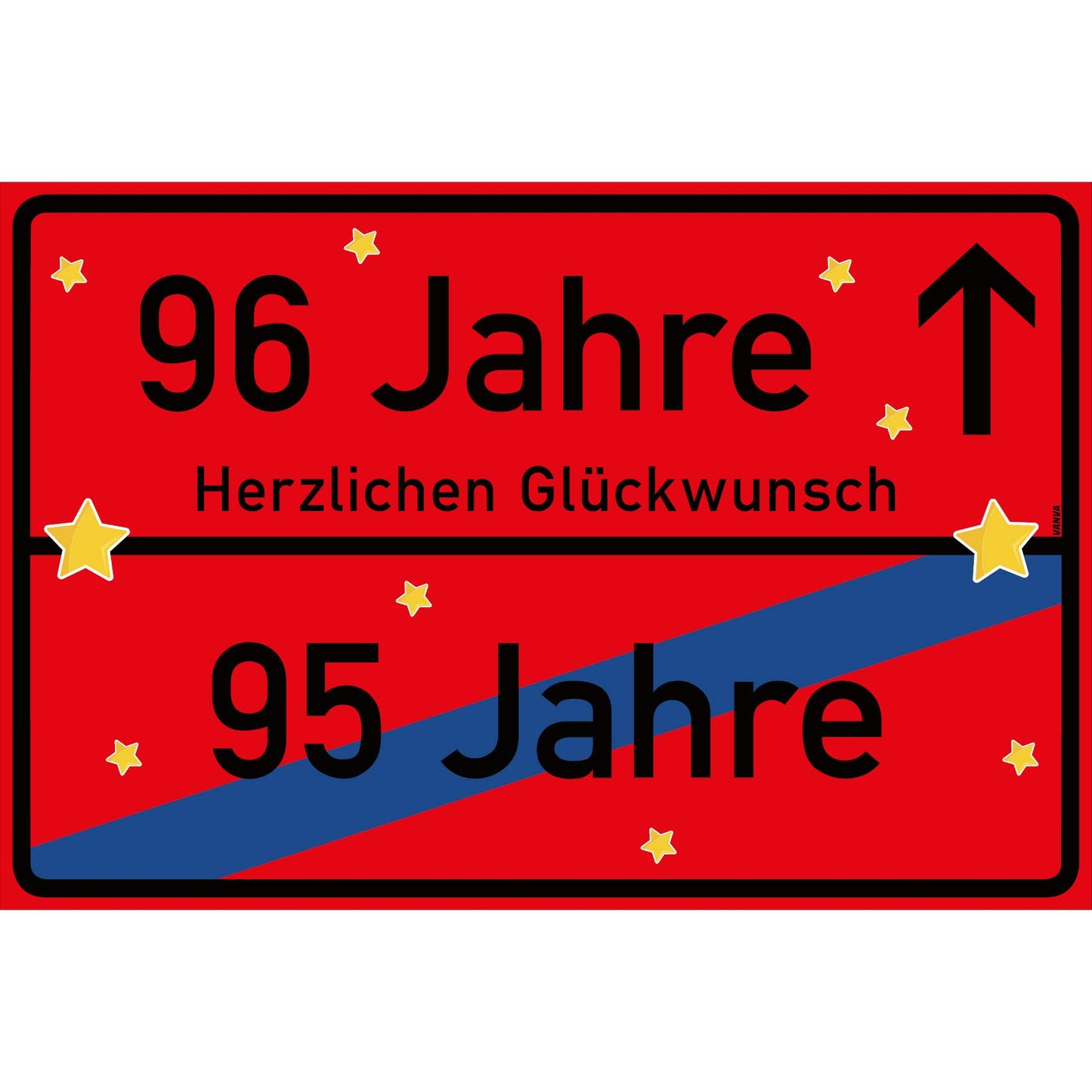 96 Jahre Party Deko Schild 30 x 20 cm - 96. Geburtstag Jubiläum Ortsschild Rot