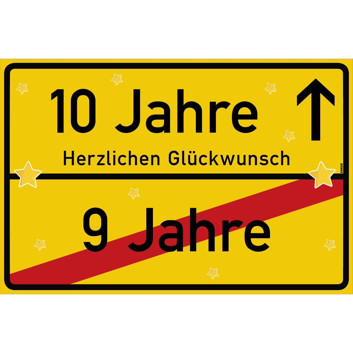 10. Geburtstag Schild – Ortsschild Herzlichen Glückwunsch 30x20 cm – Lustige Geschenke oder Dekoration – Party Deko Geschenkideen für den 10. Geburtstag Gelb