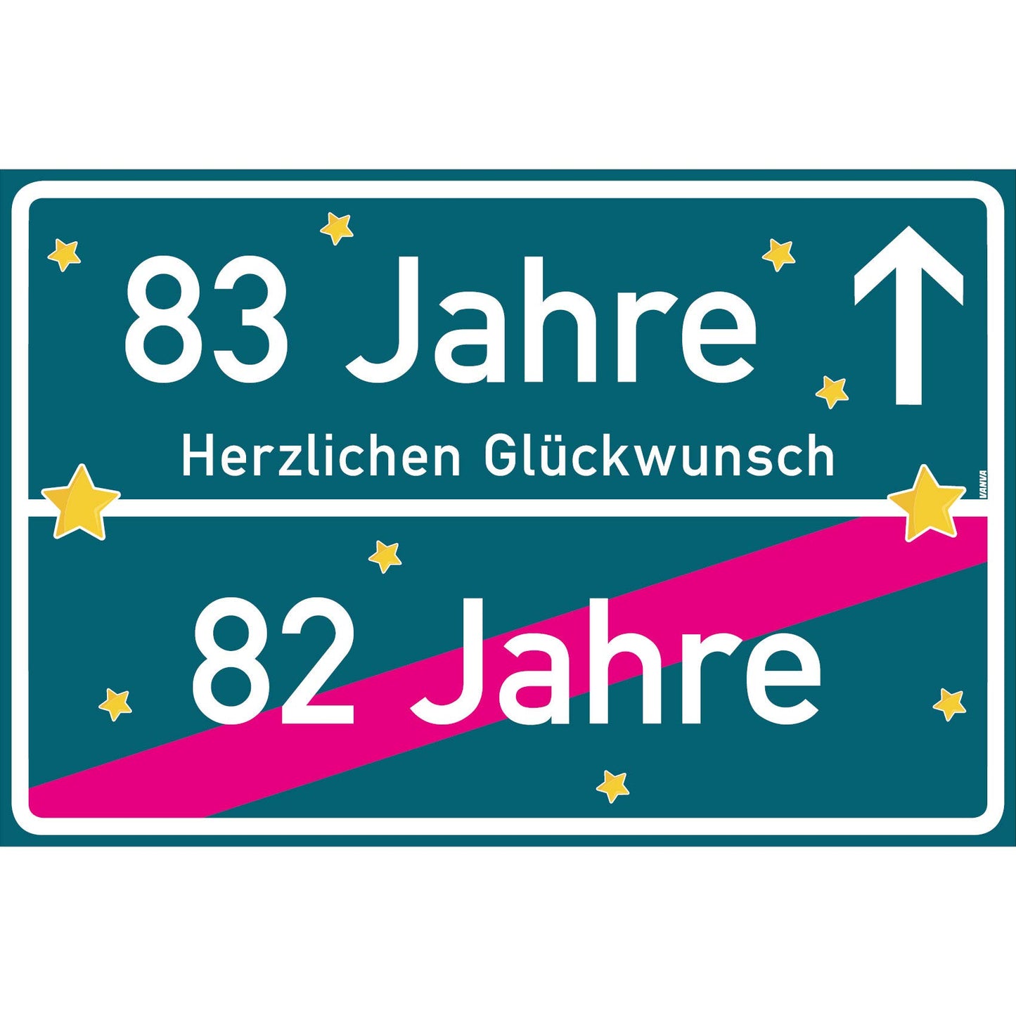 83 Jahre Party Deko Schild 30 x 20 cm - 83. Geburtstag Jubiläum Ortsschild Mehrfarbig