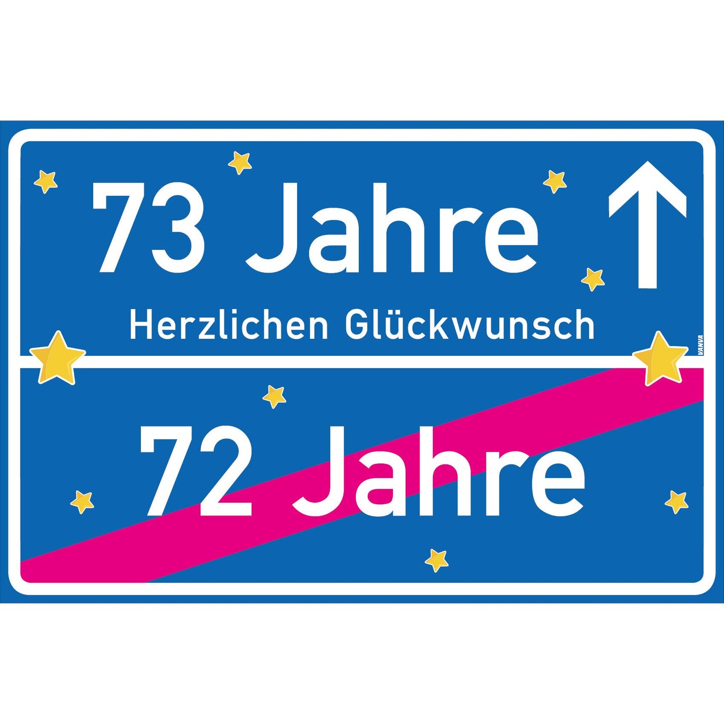 73 Jahre Party Deko Schild 30 x 20 cm - 73. Geburtstag Jubiläum Ortsschild Dunkelblau