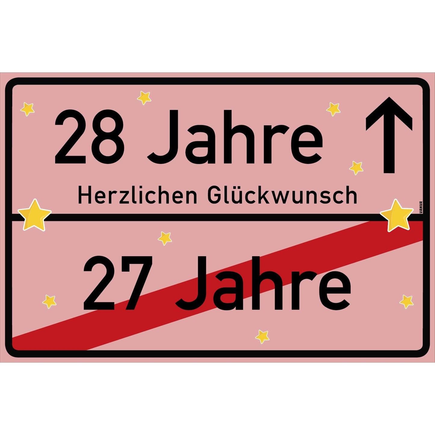 28 Jahre Party Deko Schild 30 x 20 cm - 28. Geburtstag Jubiläum Ortsschild Rosa