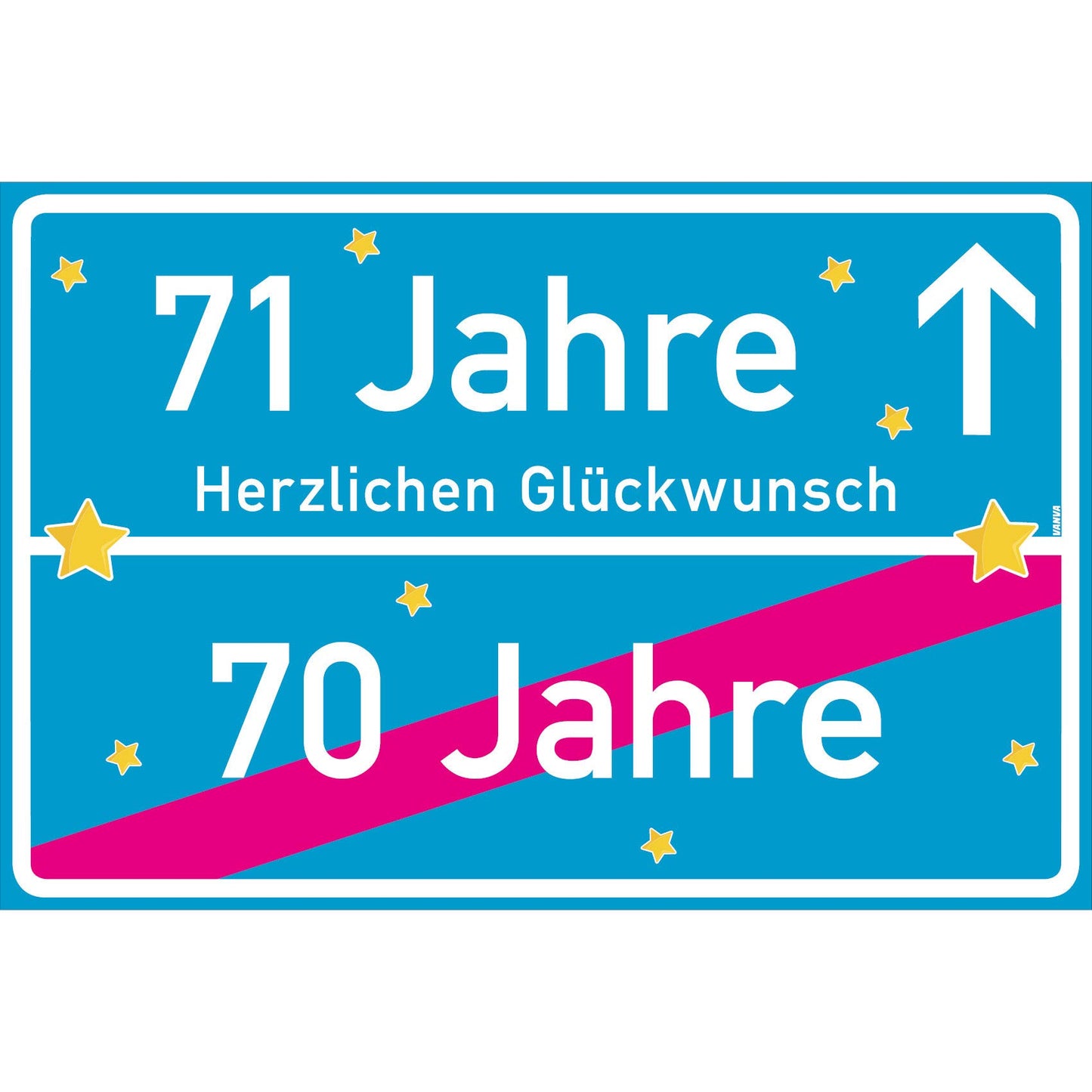 71 Jahre Party Deko Schild 30 x 20 cm - 71. Geburtstag Jubiläum Ortsschild Türkis