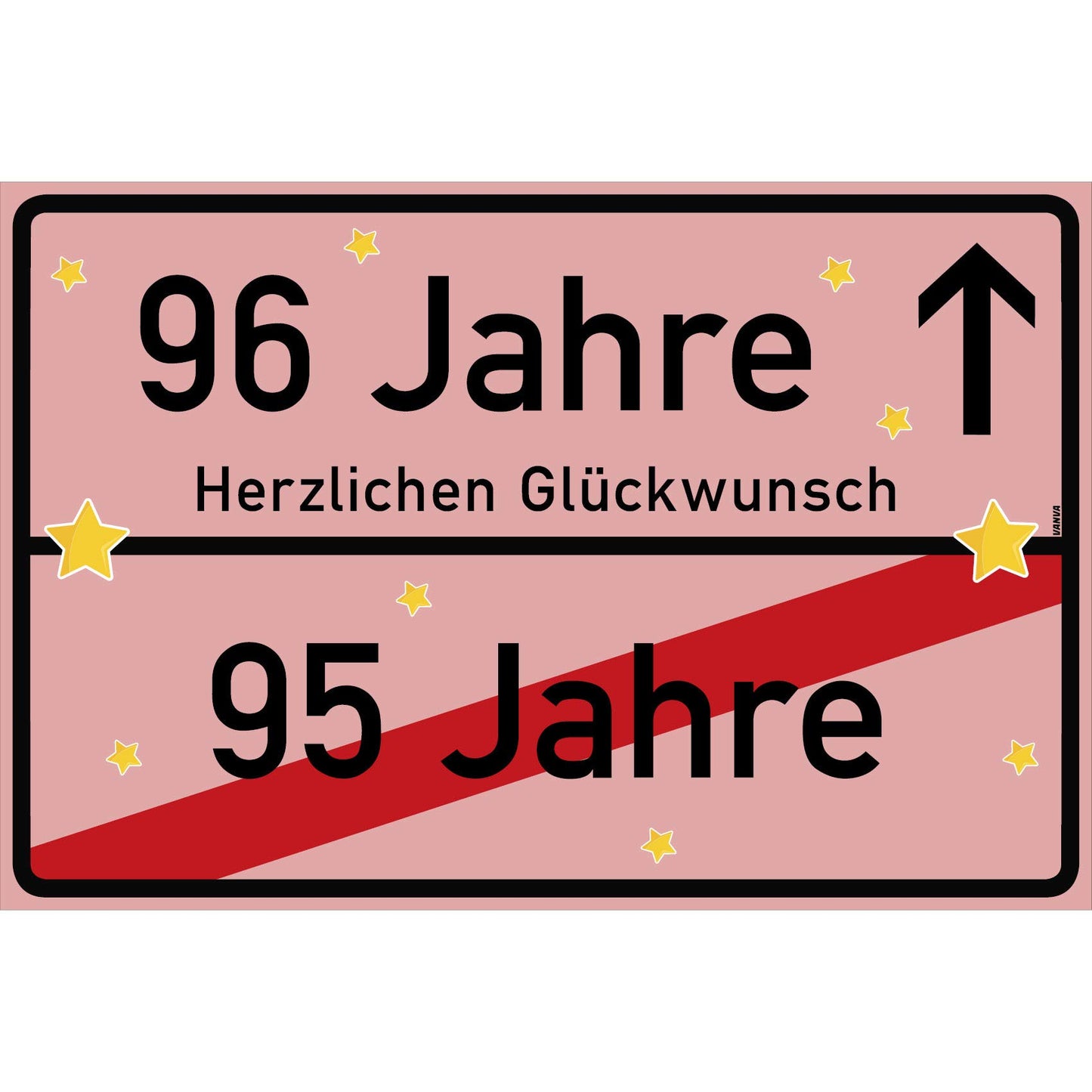 96 Jahre Party Deko Schild 30 x 20 cm - 96. Geburtstag Jubiläum Ortsschild Rosa
