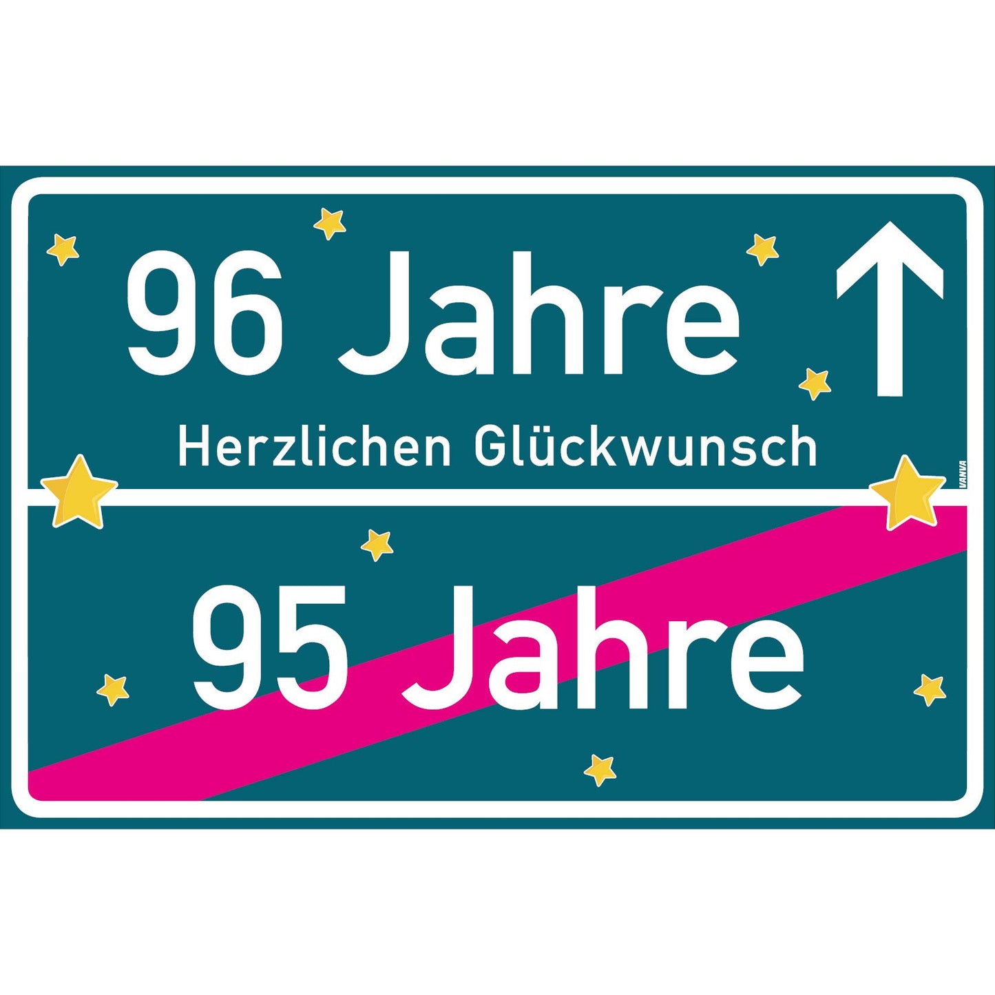96 Jahre Party Deko Schild 30 x 20 cm - 96. Geburtstag Jubiläum Ortsschild Mehrfarbig