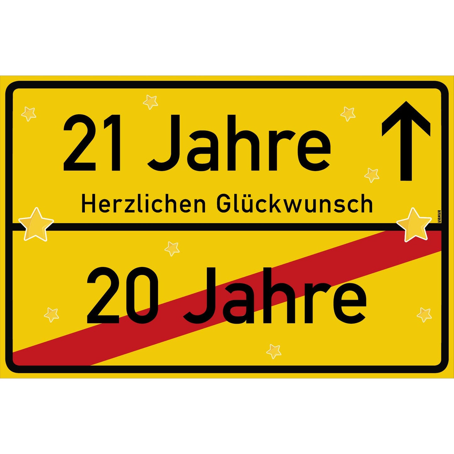 21 Jahre Party Deko Schild 30 x 20 cm - 21. Geburtstag Jubiläum Ortsschild Gelb